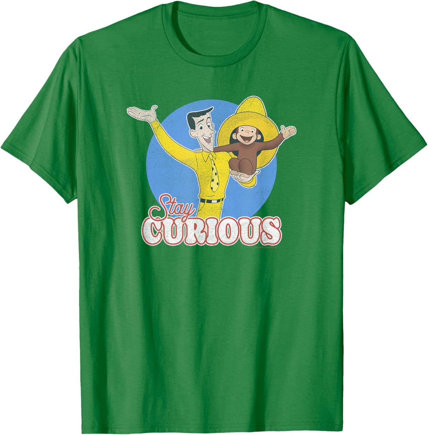 Curious George Stay Curious Yellow Hat Poster T-Shirt - T-Shirt | Irish Green