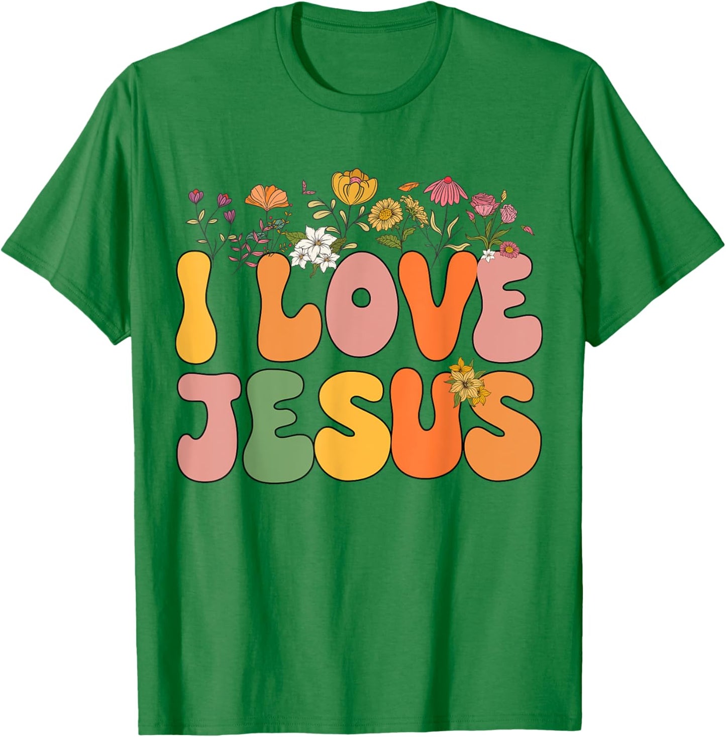 Girls I Love Jesus-Shirt Groovy Women Kids Toddler Christian T-Shirt - T-Shirt | Irish Green