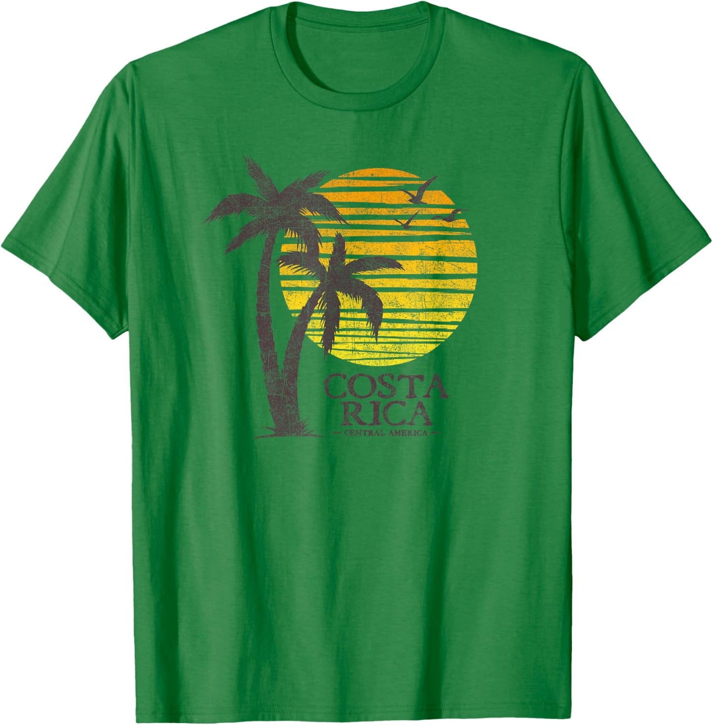 Vintage Costa Rica Souvenir Beach Sunset Retro T-Shirt - T-Shirt | Irish Green
