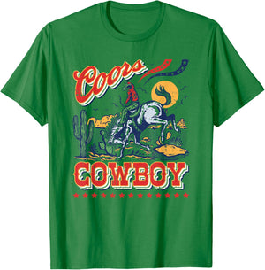 Vintage Cowhide Riding Coors Cowboys Western Country T-Shirt - T-Shirt | Irish Green