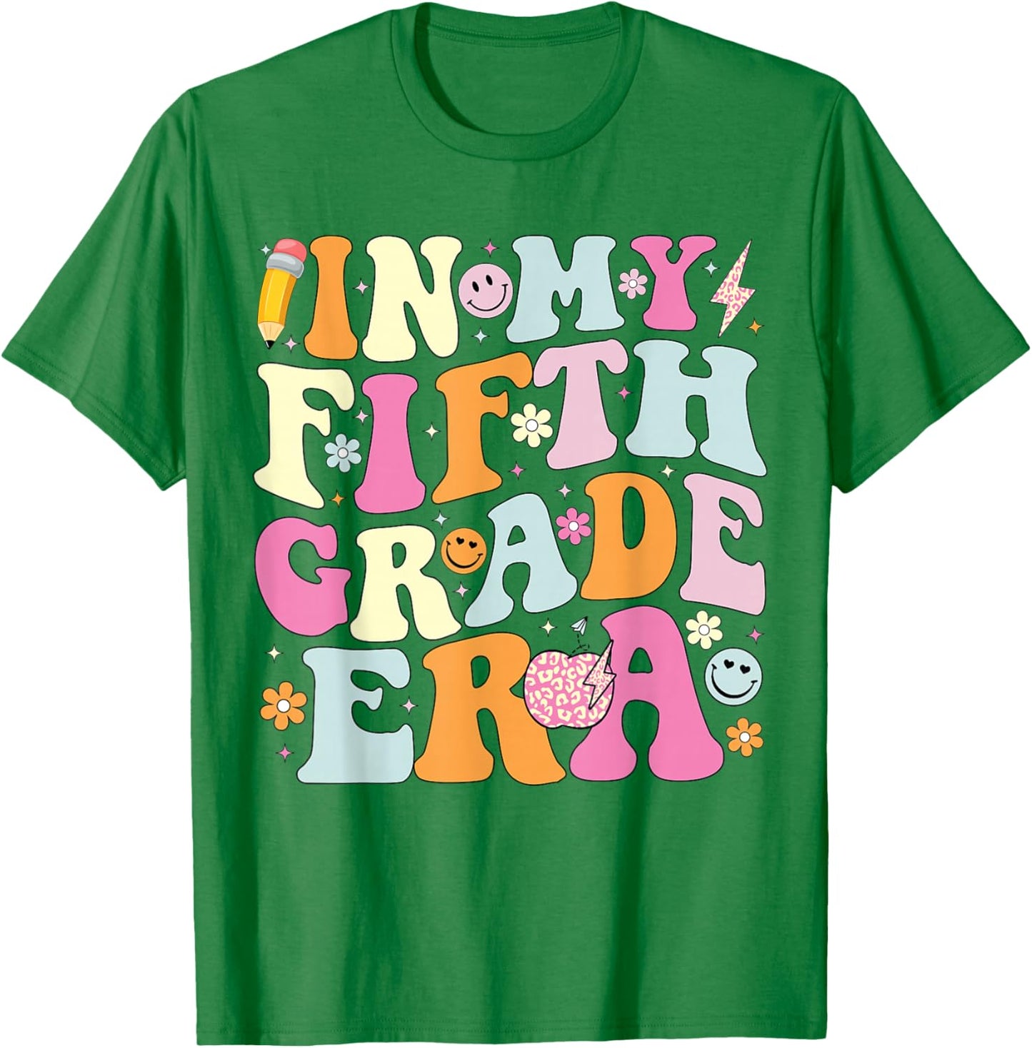In My Fifth Grade Era Cool 5th Grade Teacher Back to School T-Shirt - T-Shirt | Irish Green