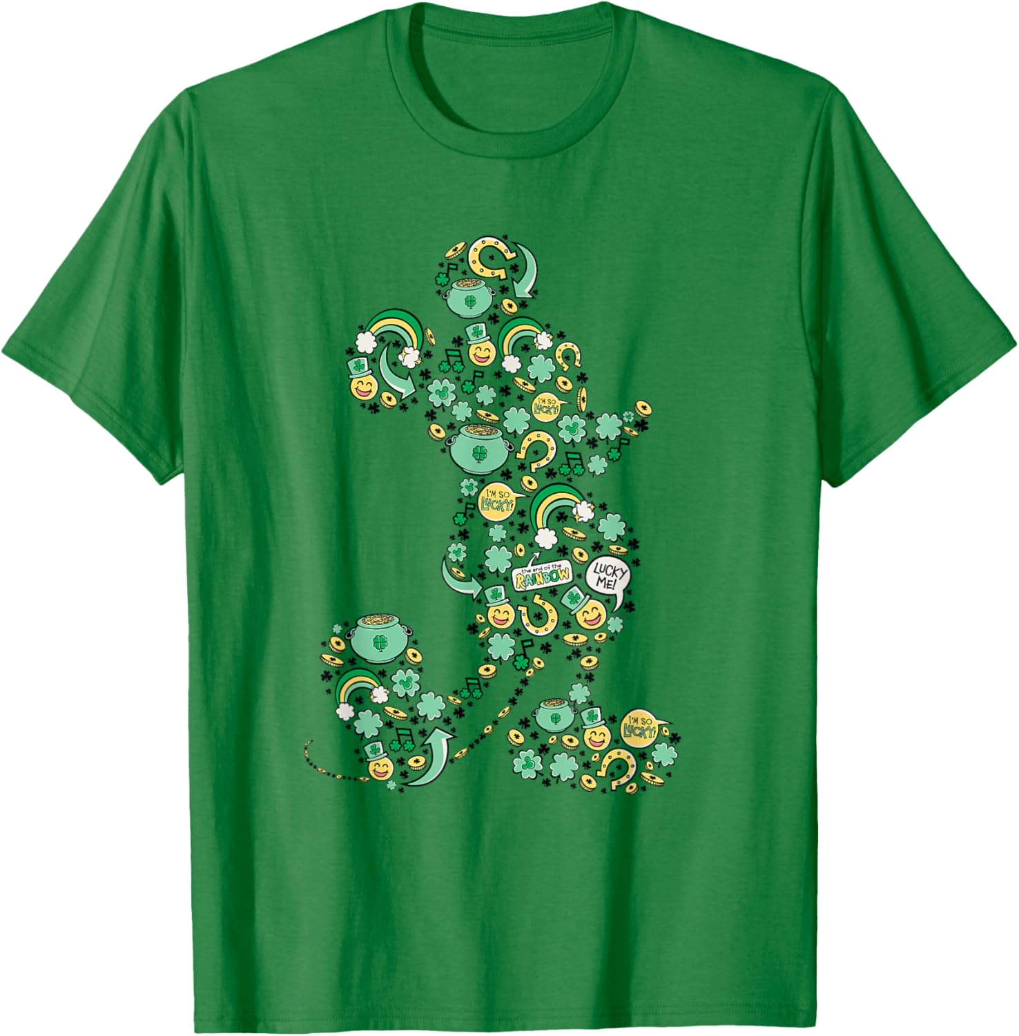 NEW Disney Mickey St. Patrick's Day Lucky Icons Silhouette T-Shirt - T-Shirt | Irish Green