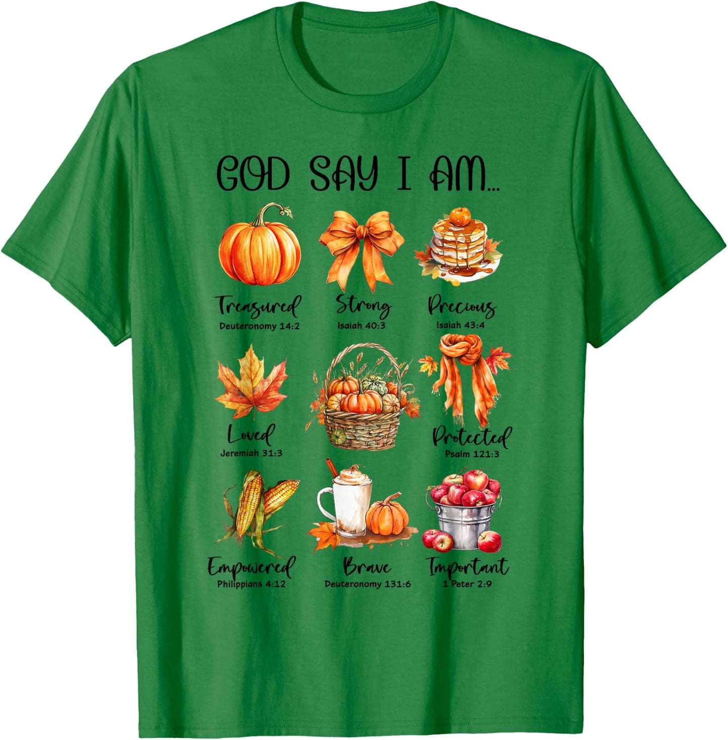God Say I Am Pumpkin Spice Jesus Christ Fall Vibes Christian T-Shirt - T-Shirt | Irish Green