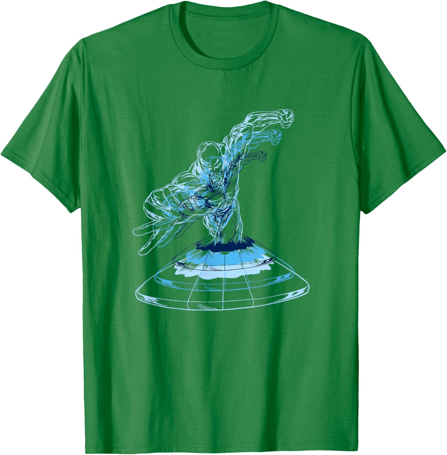 Marvel Comics Retro Classic Silver Surfer Illusion Big Logo T-Shirt - T-Shirt | Irish Green