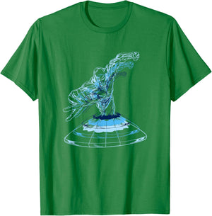 Marvel Comics Retro Classic Silver Surfer Illusion Big Logo T-Shirt - T-Shirt | Irish Green