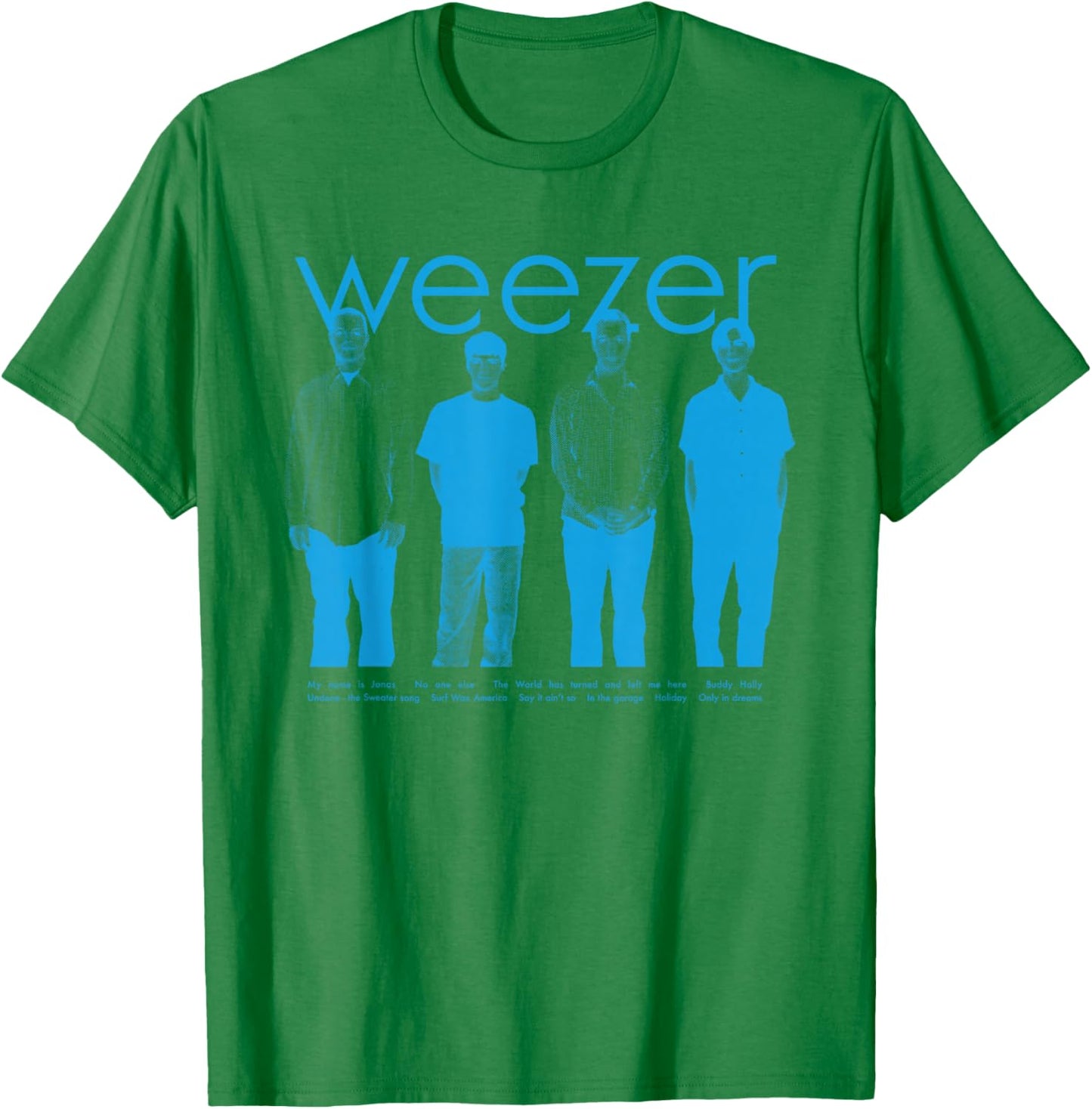 Weezer - Blue Album Anniversary Tracklist T-Shirt - T-Shirt | Irish Green