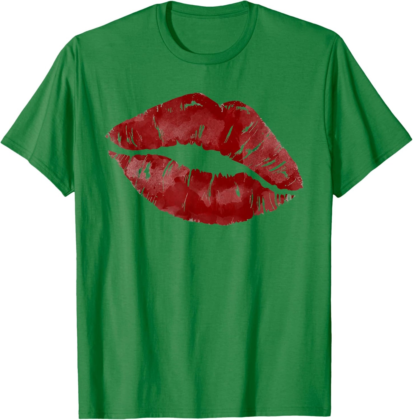 Sexy Red Hot Moist Lips Print Lipstick Kiss Me Clip Art T-Shirt - T-Shirt | Irish Green