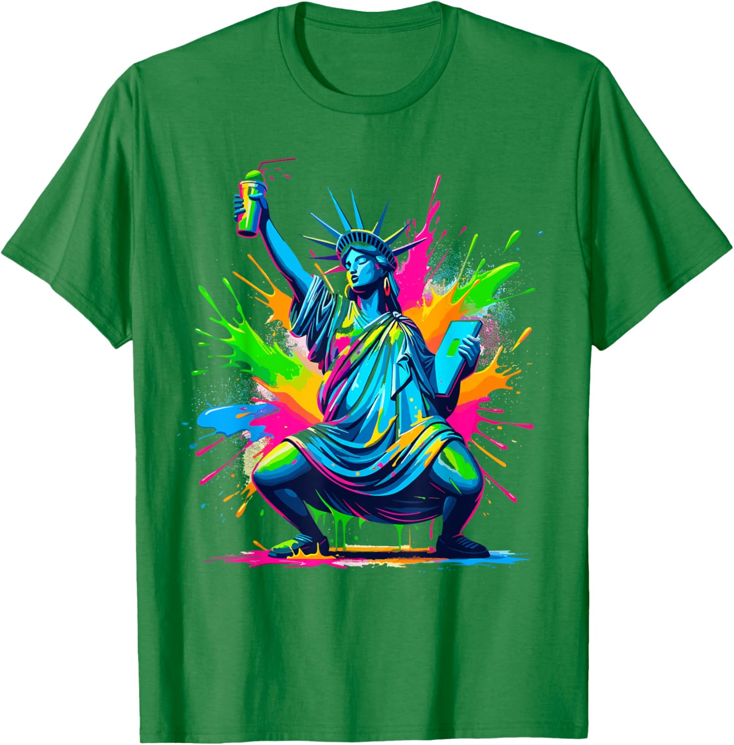 Soca Statue Of Liberty Dancing New York Dutty Mess Fete T-Shirt - T-Shirt | Irish Green