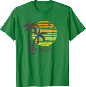 Vintage Barbados Beach Sunset Women Kids Retro Souvenir T-Shirt - T-Shirt | Irish Green