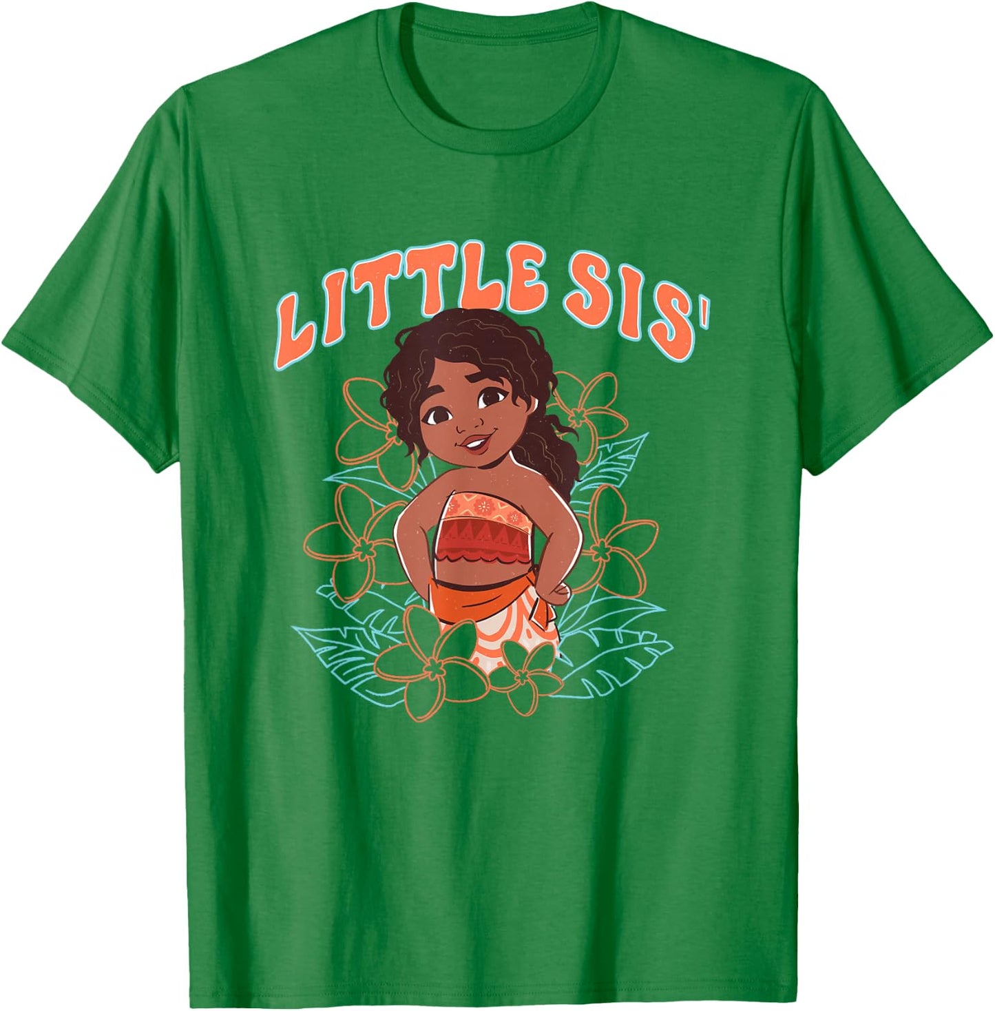 Disney Moana 2 Little Sis' Cute Simea Tropical Floral Logo T-Shirt - T-Shirt | Irish Green