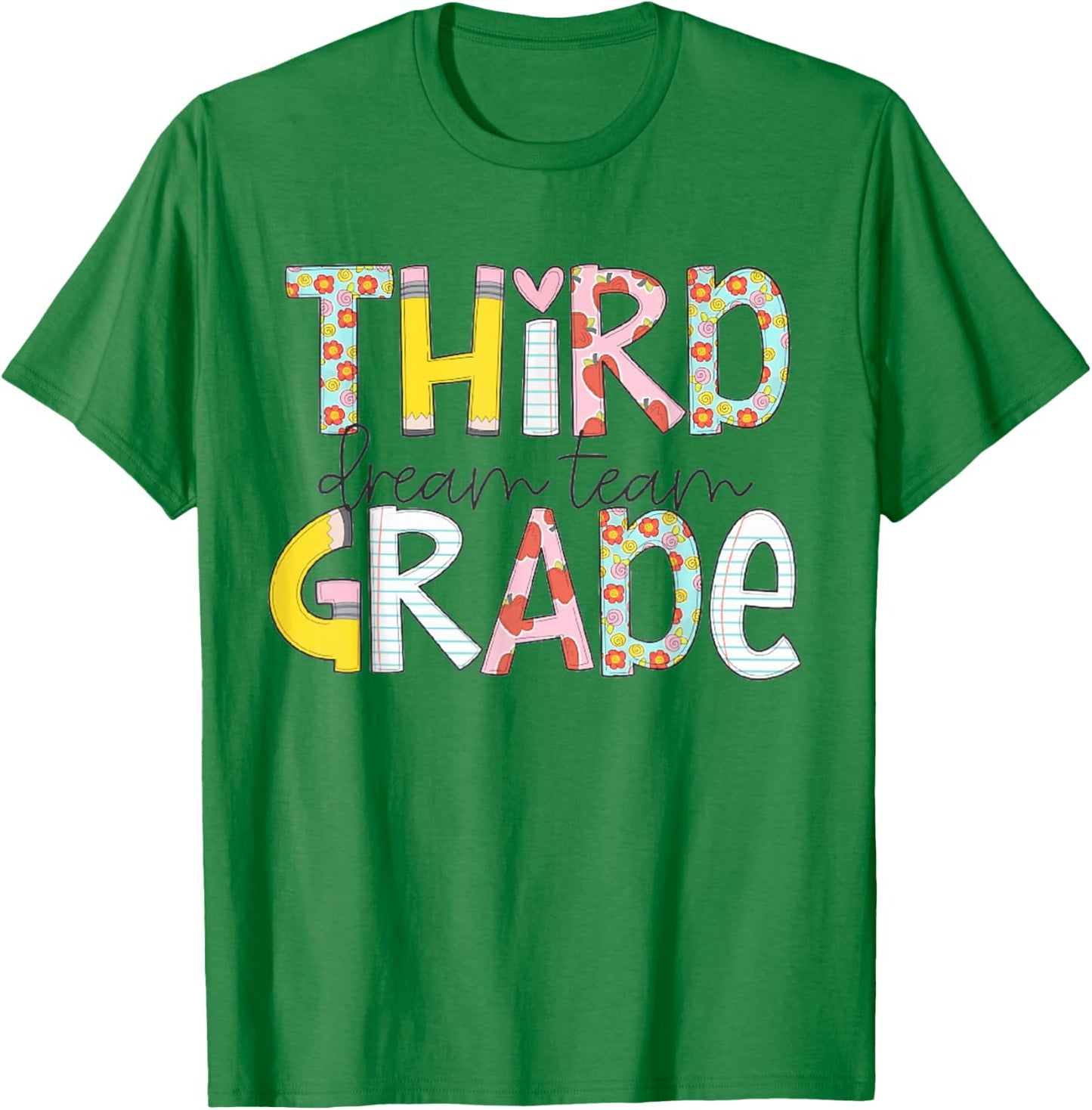 Retro Third Grade Dream Team Cute Pencil First Day of School T-Shirt - T-Shirt | Irish Green