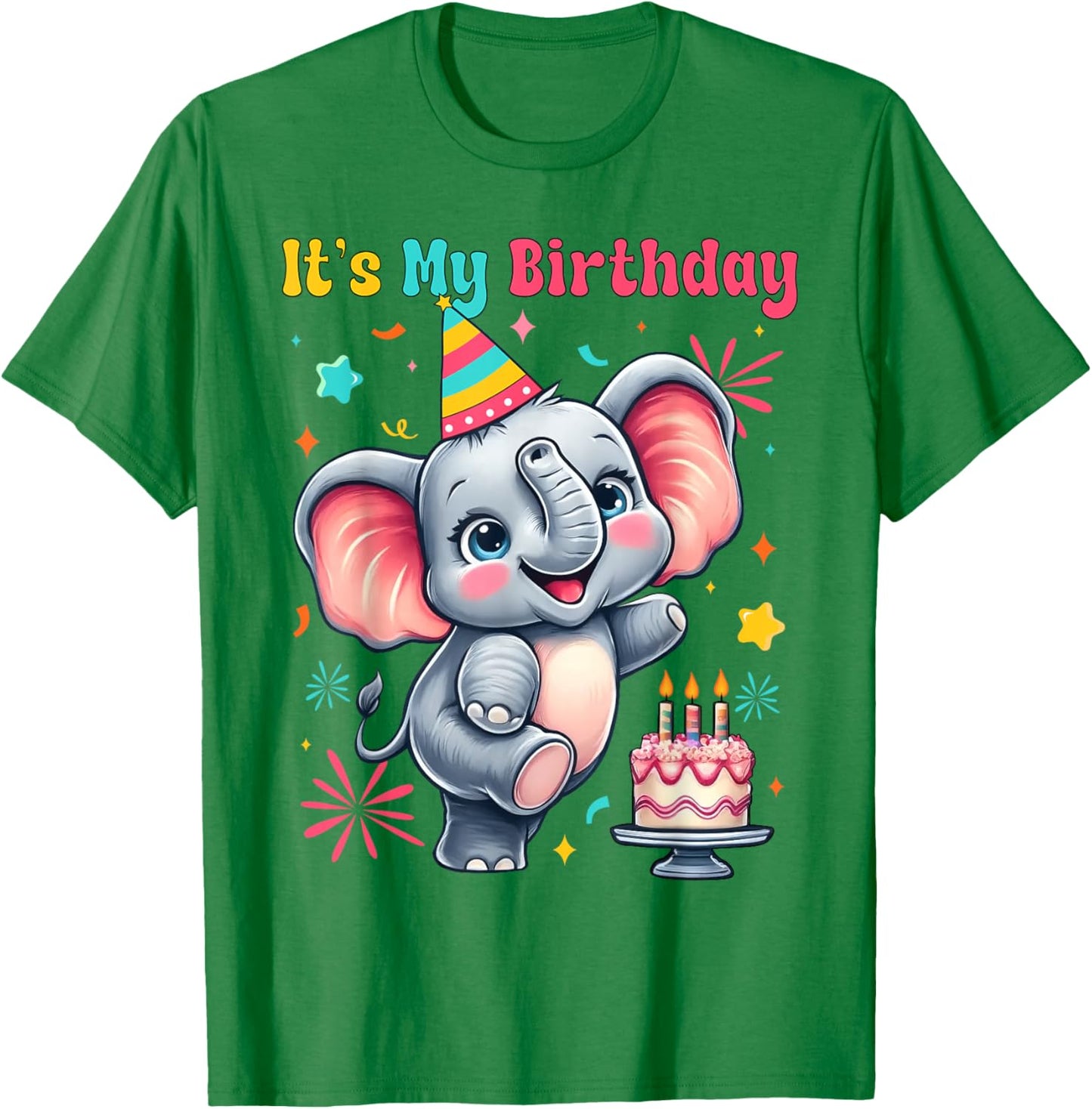 It's My Birthday Boys Girls Kids Toddler Elephant Birthday T-Shirt - T-Shirt | Irish Green