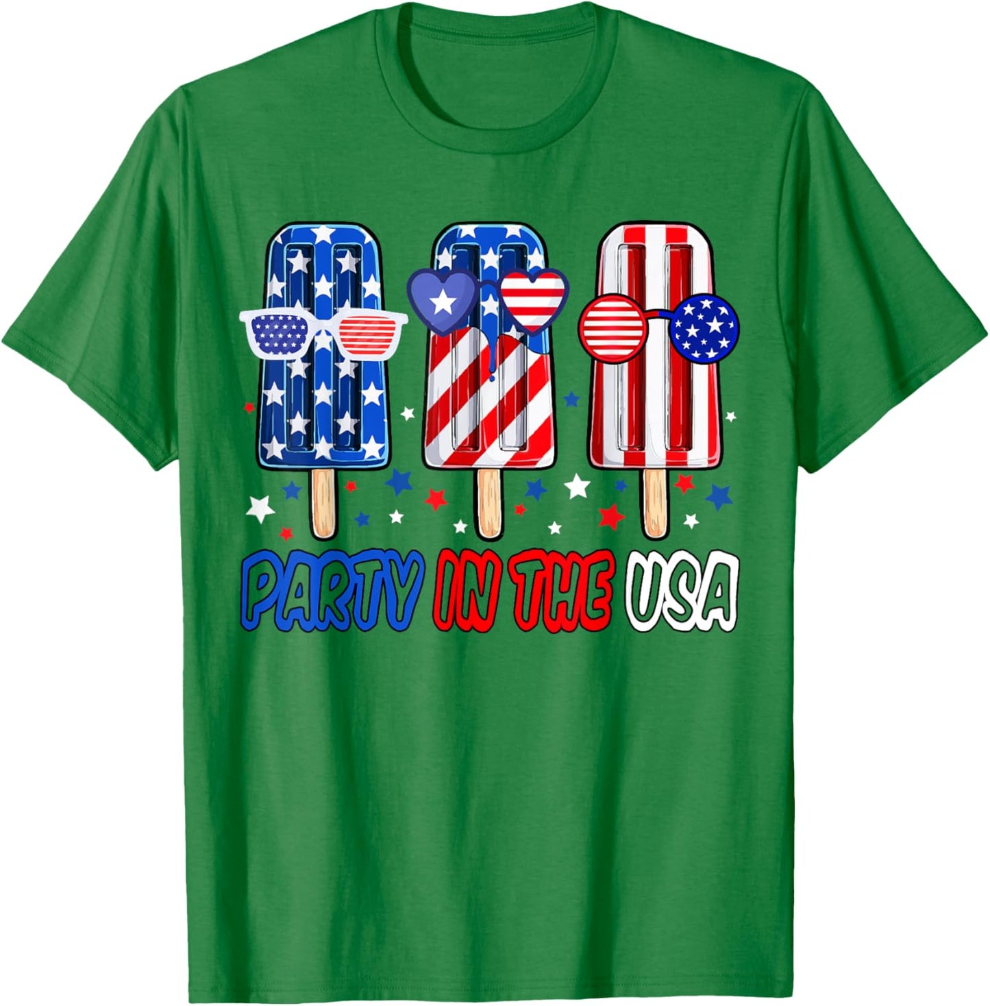 Party In USA 4th July Popsicle Shirt Boys USA Flag American T-Shirt - T-Shirt | Irish Green