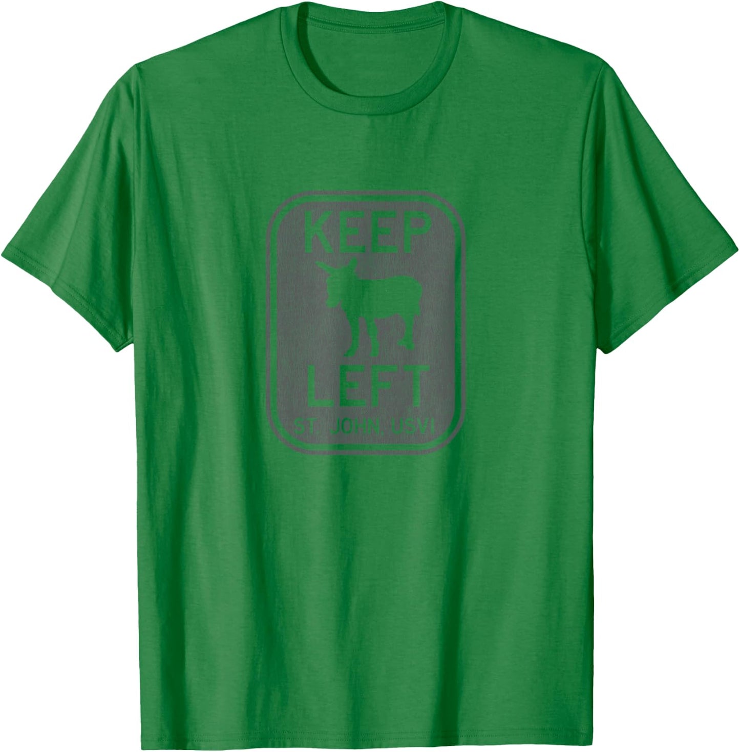 Keep Left St. John USVI Donkey Distressed T-Shirt - T-Shirt | Irish Green