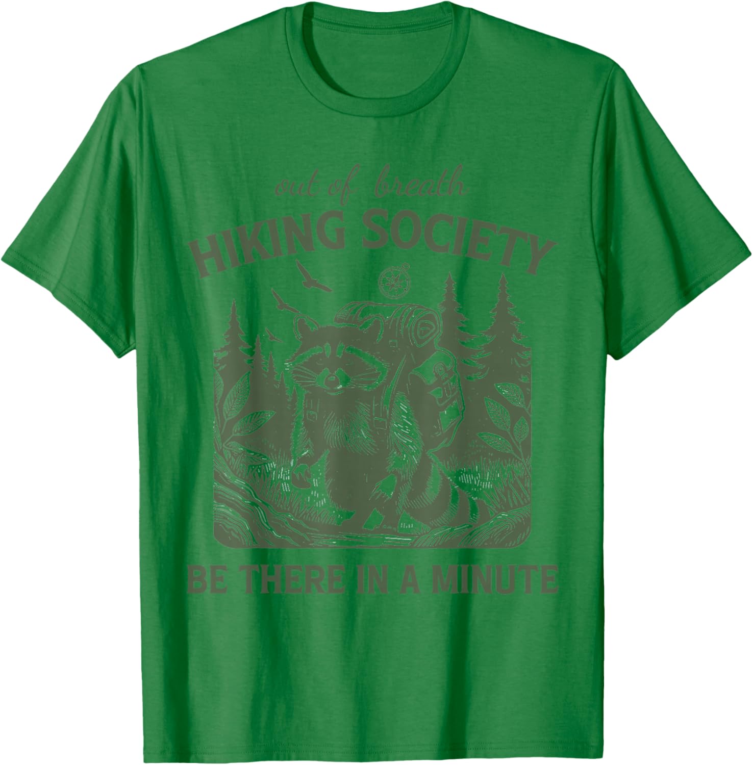 Retro Hiking Funny Raccoon T-Shirt - T-Shirt | Irish Green