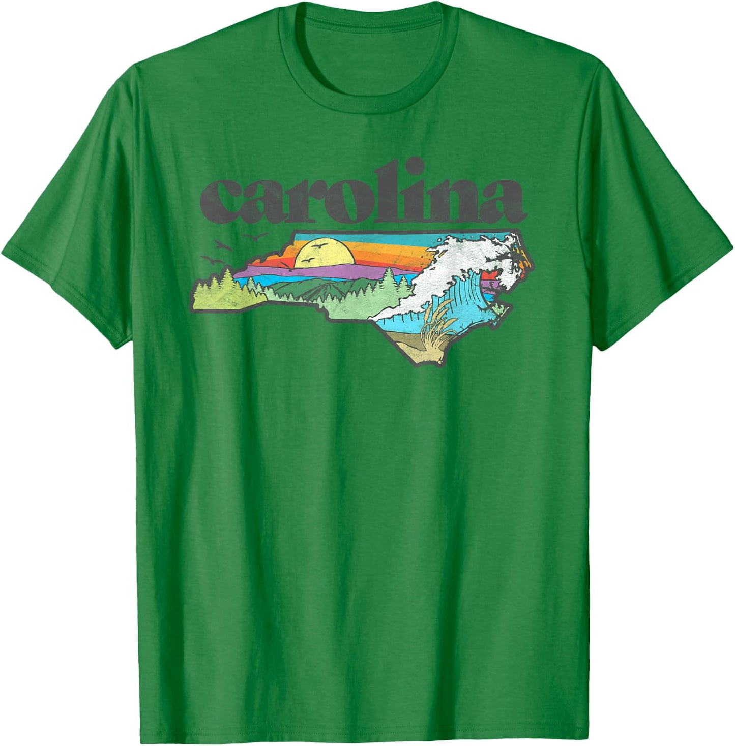 State of North Carolina Outdoors Retro Nature T-Shirt - T-Shirt | Irish Green