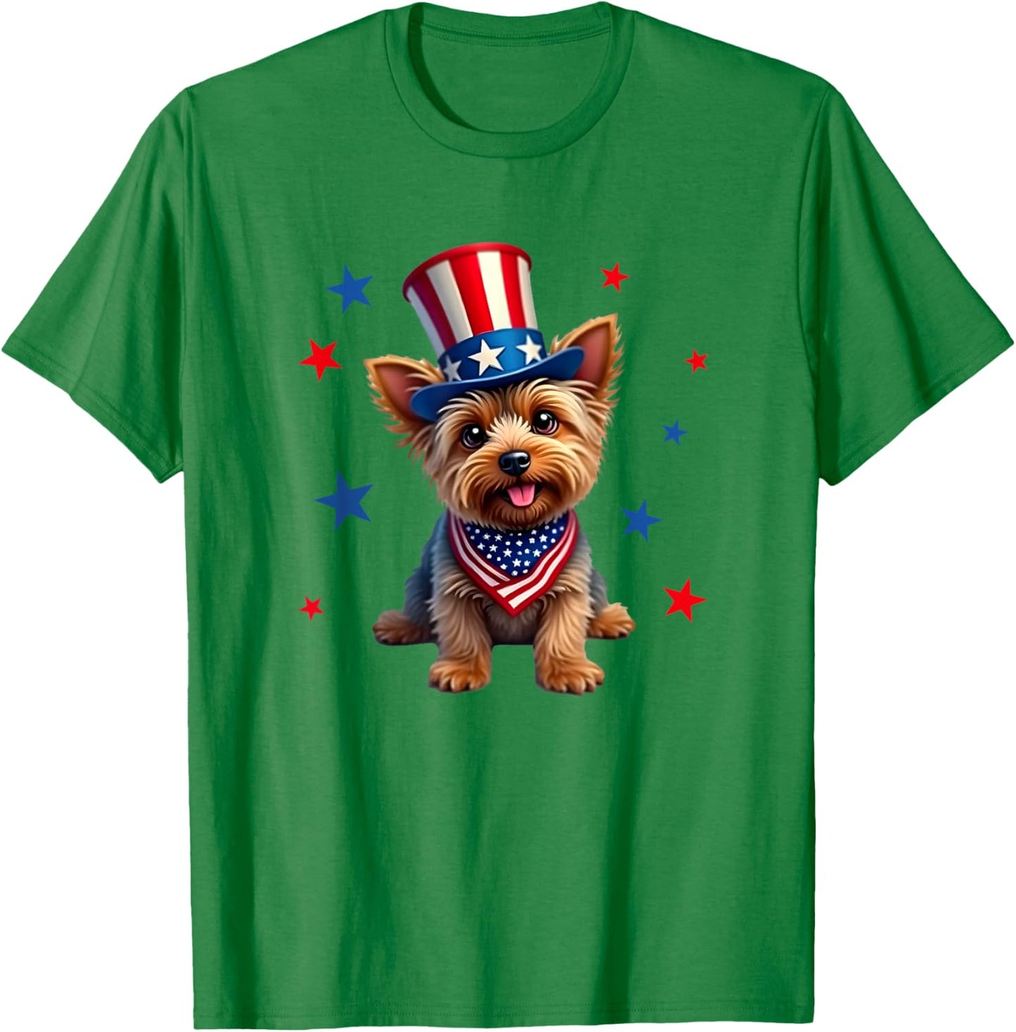 Yorkie, 4th of July, Yorkshire Terrier dog, Patriotic T-Shirt - T-Shirt | Irish Green
