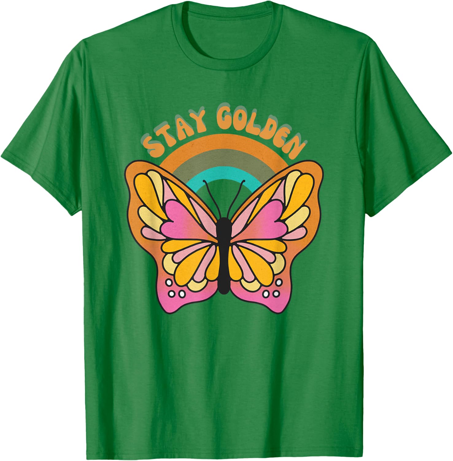 Stay Golden Butterfly Retro Vintage T-Shirt - T-Shirt | Irish Green