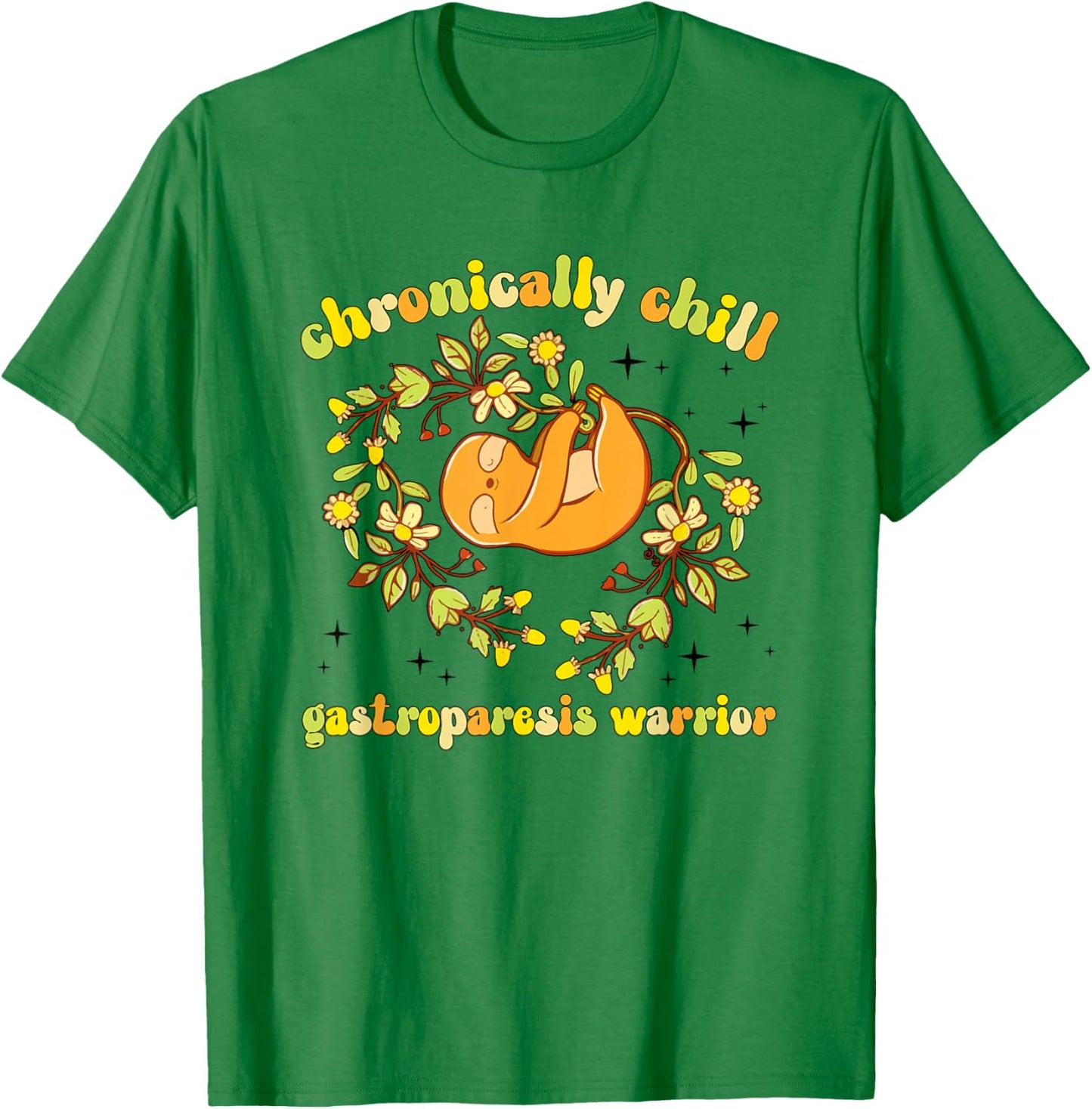 Groovy Gastroparesis Warrior Gastroparesis Awareness Month T-Shirt - T-Shirt | Irish Green