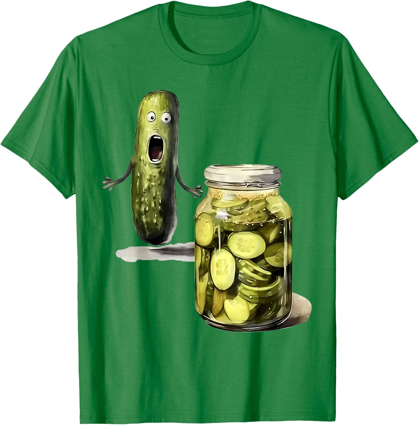 Funny Pickle Surprise A Cucumber And A Jar Of Sliced Pickles T-Shirt - T-Shirt | Irish Green