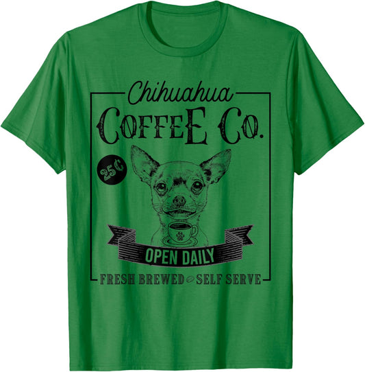 Retro Chihuahua Coffee Funny Dog Mom Coffee Lover Men Women Kids T-Shirt - T-Shirt | Irish Green