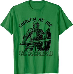 Funny Medieval Knight Renaissance Fair Faire Cometh At Me , Small, Grey T-Shirt - T-Shirt | Irish Green
