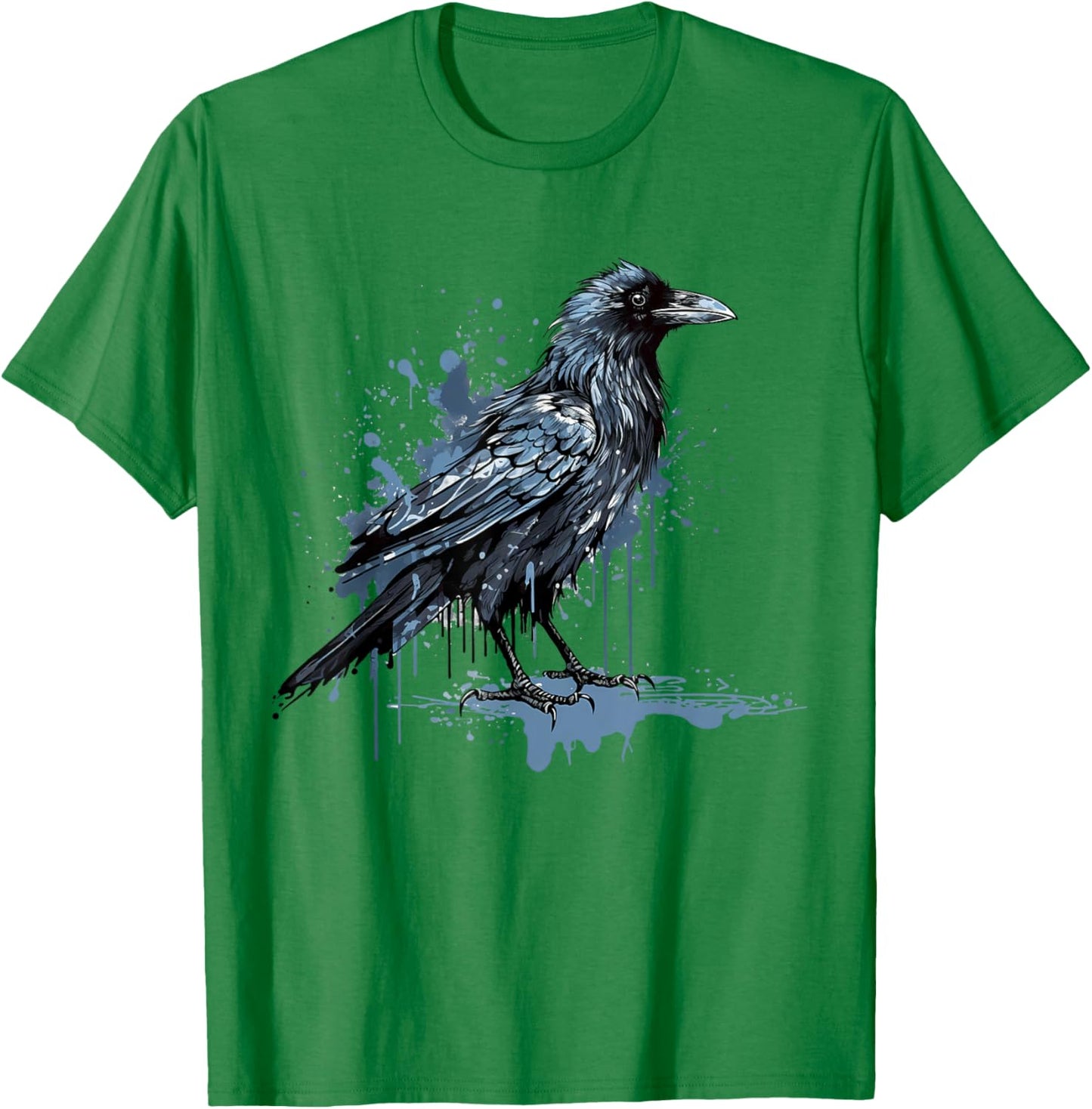 Vintage Raven Crow Gothic Bird Graphic Art Design Print T-Shirt - T-Shirt | Irish Green