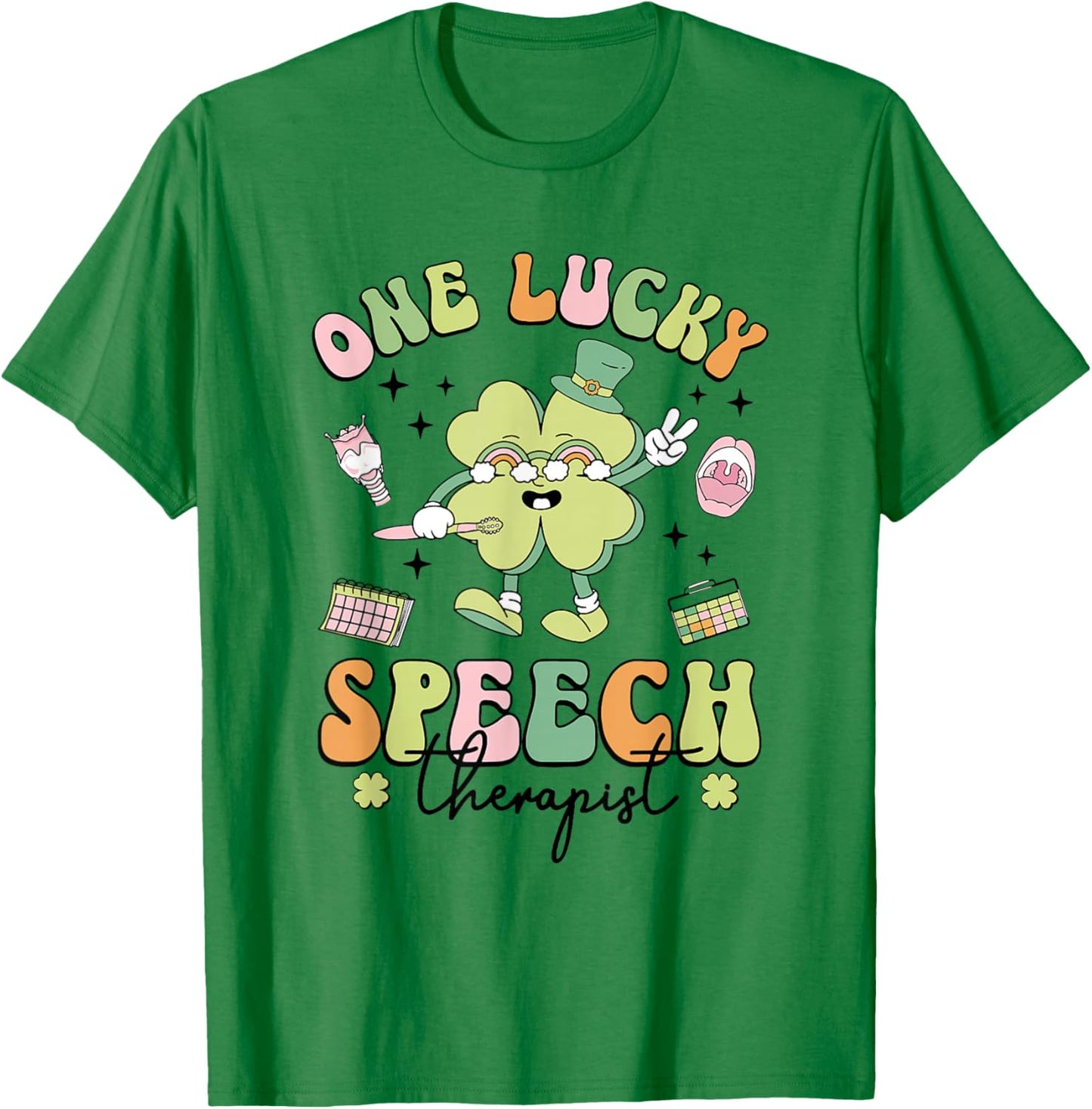 One Lucky Speech Therapist St Patricks Day Speech Therapy T-Shirt - T-Shirt | Irish Green