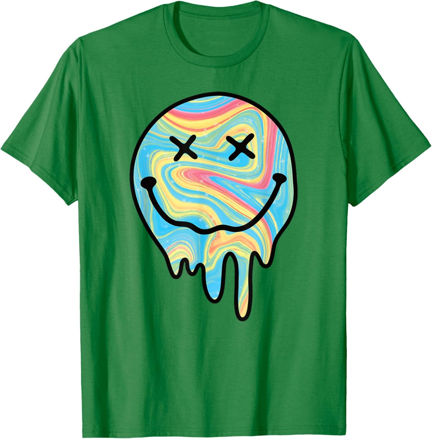 Melting Smile Funny Smiling Melted Dripping Happy Face Cute T-Shirt - T-Shirt | Irish Green