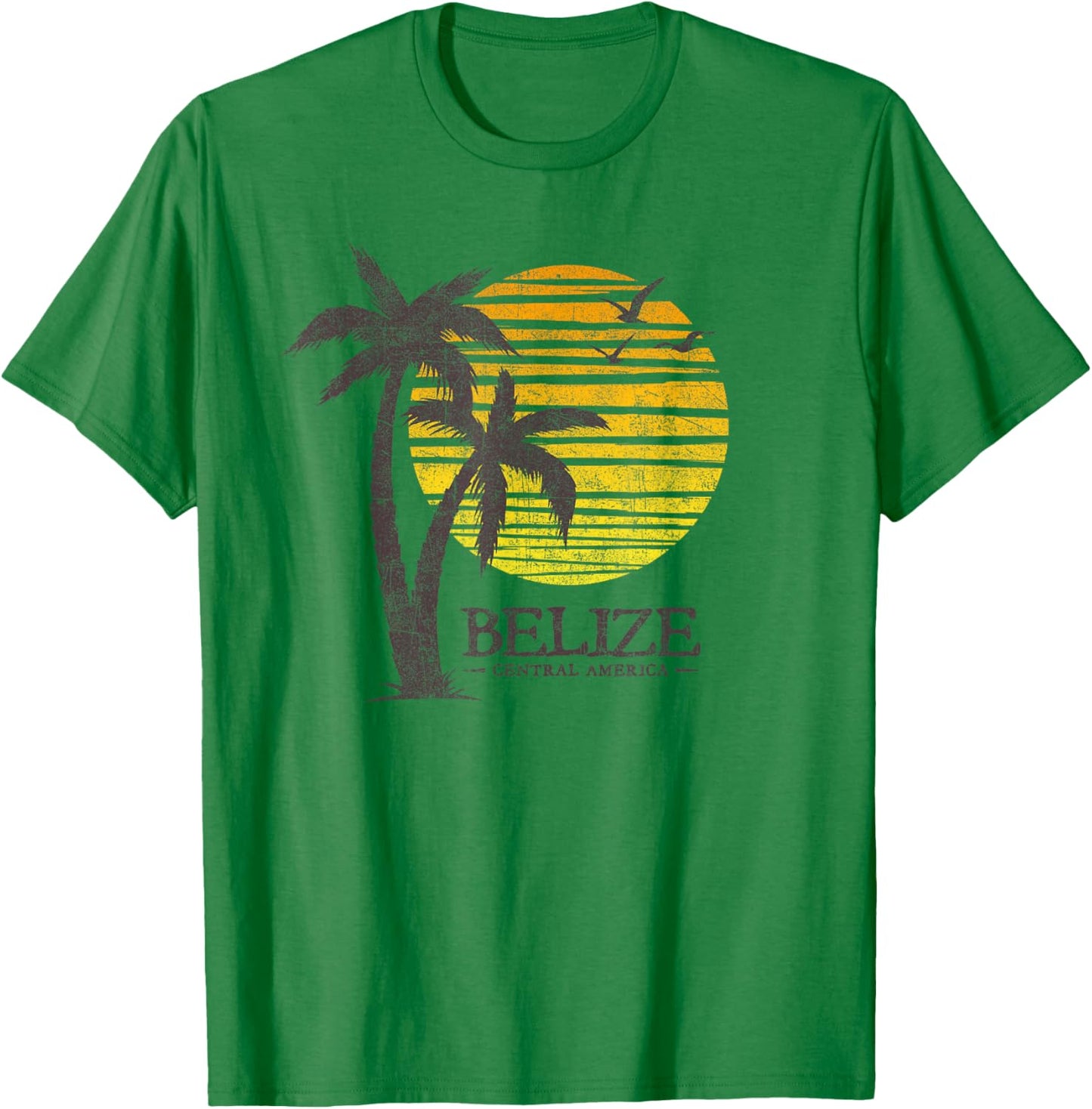 Retro Belize Souvenir Vintage Sunset Vacation T-Shirt - T-Shirt | Irish Green