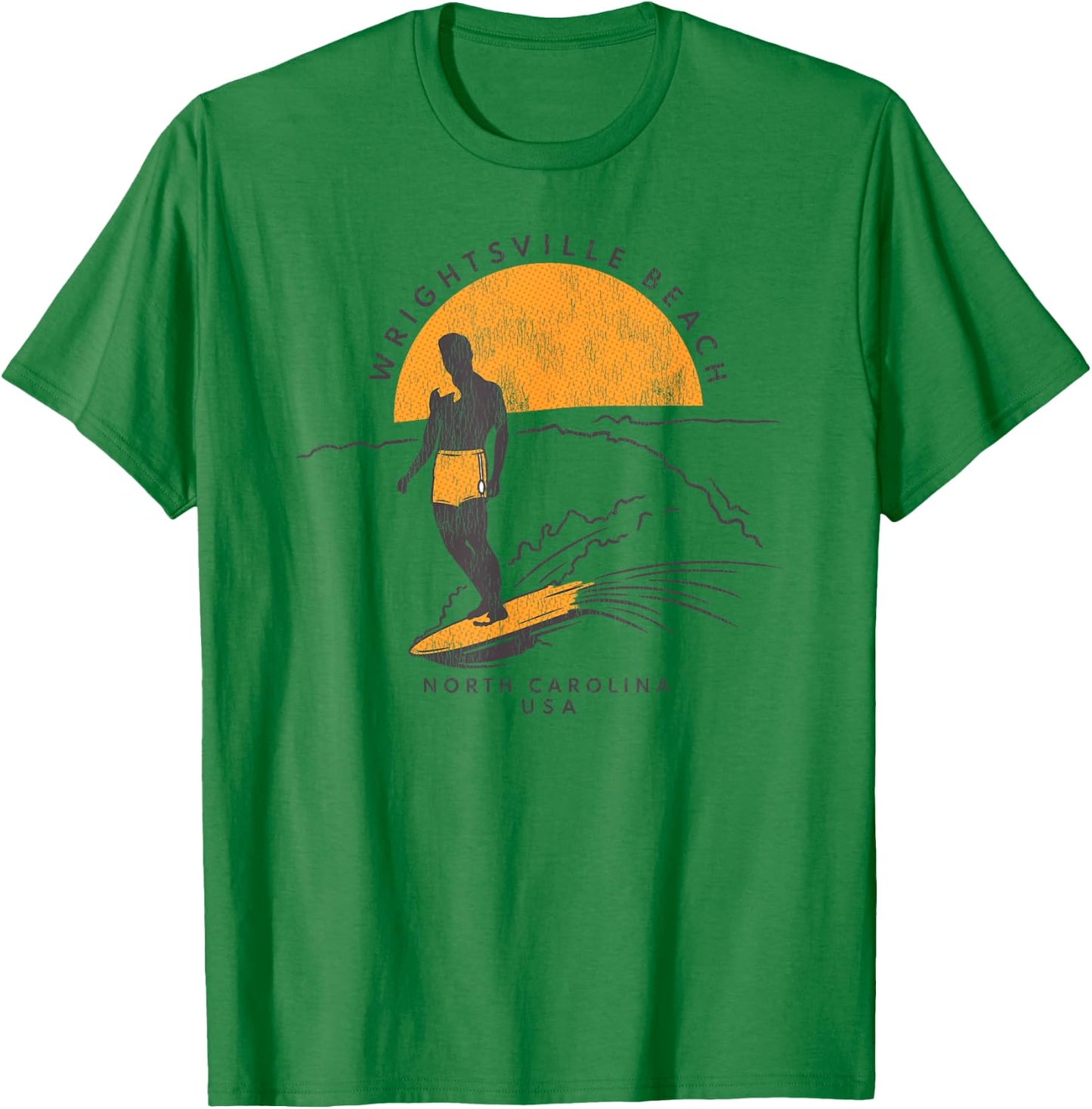 Wrightsville Beach, NC Summertime Living Surfing Peace T-Shirt - T-Shirt | Irish Green