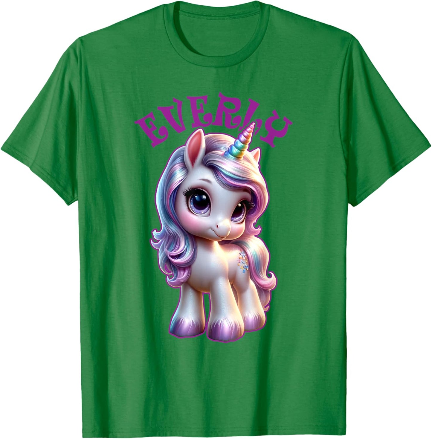Everly Cute Unicorn Design for Girls Name Everly T-Shirt - T-Shirt | Irish Green