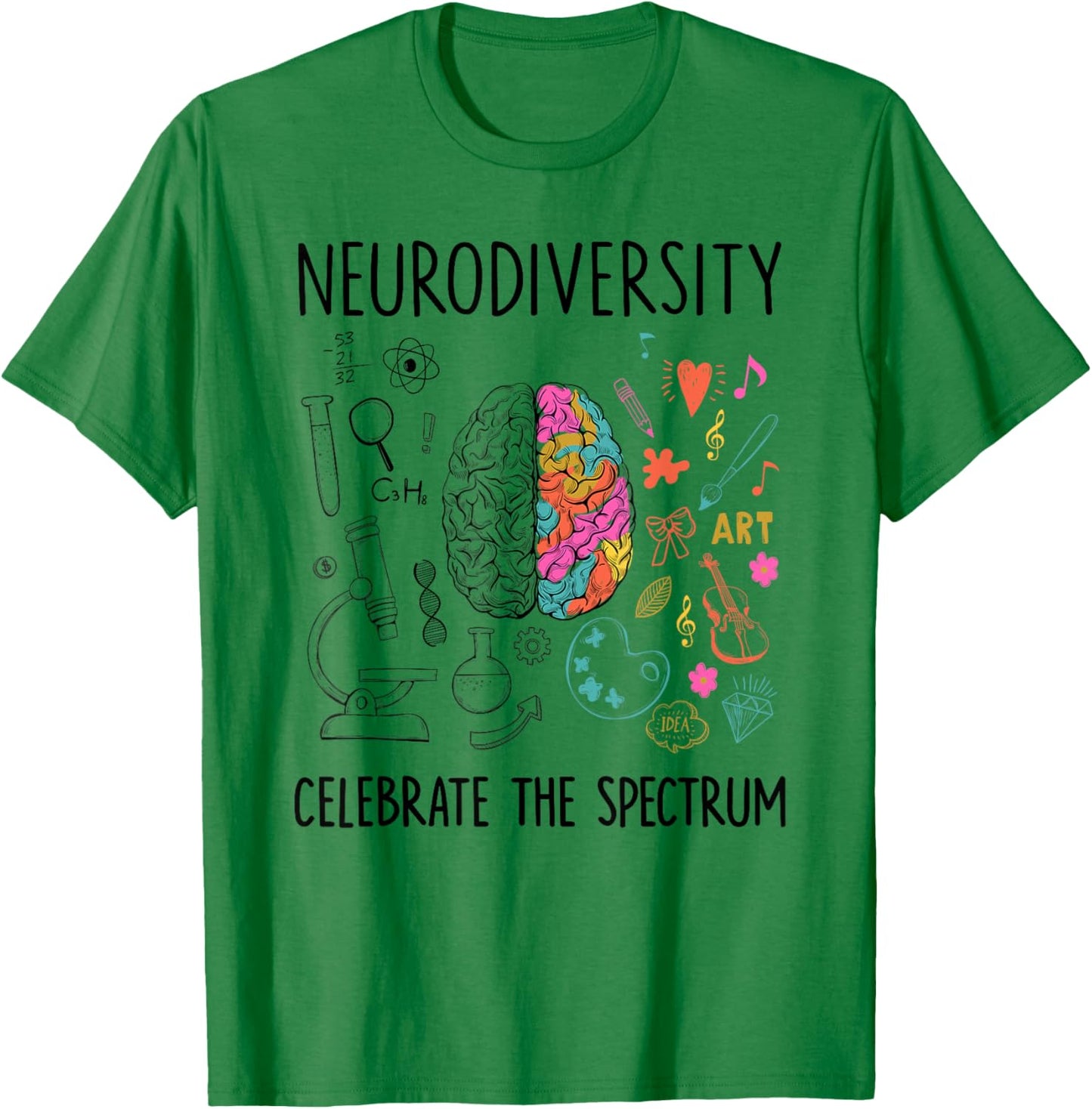 Neurodiversity celebrate the spectrum Brain Autism Awareness T-Shirt - T-Shirt | Irish Green