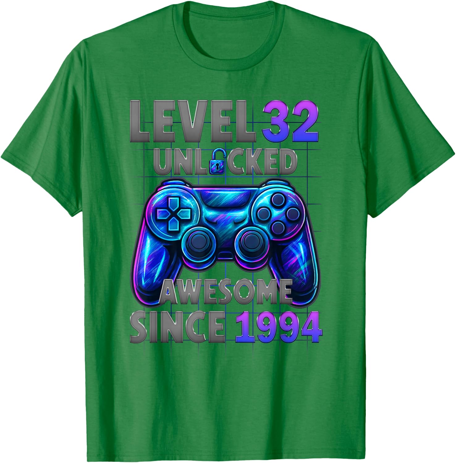 Level 32 Unlocked Awesome Since 1994 32nd Birthday Gaming T-Shirt - T-Shirt | Irish Green