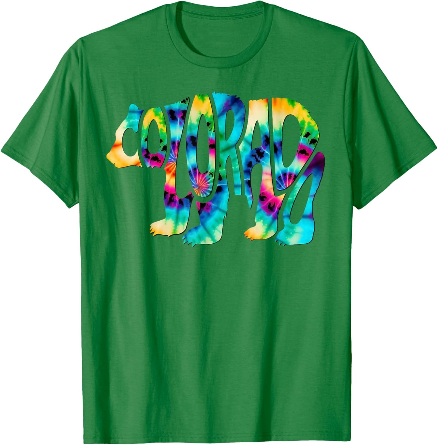 Tie Dye Colorado Bear-Shaped State Name T-Shirt - T-Shirt | Irish Green