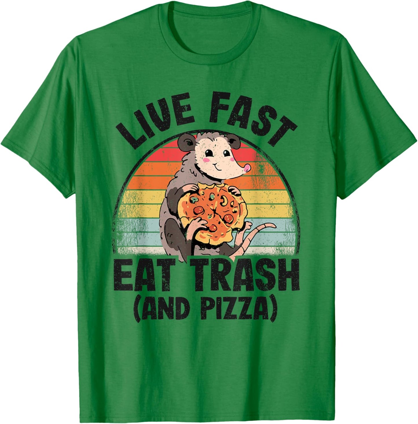 Live Fast Eat Trash And Pizza Opossum Cute Possum T-Shirt - T-Shirt | Irish Green