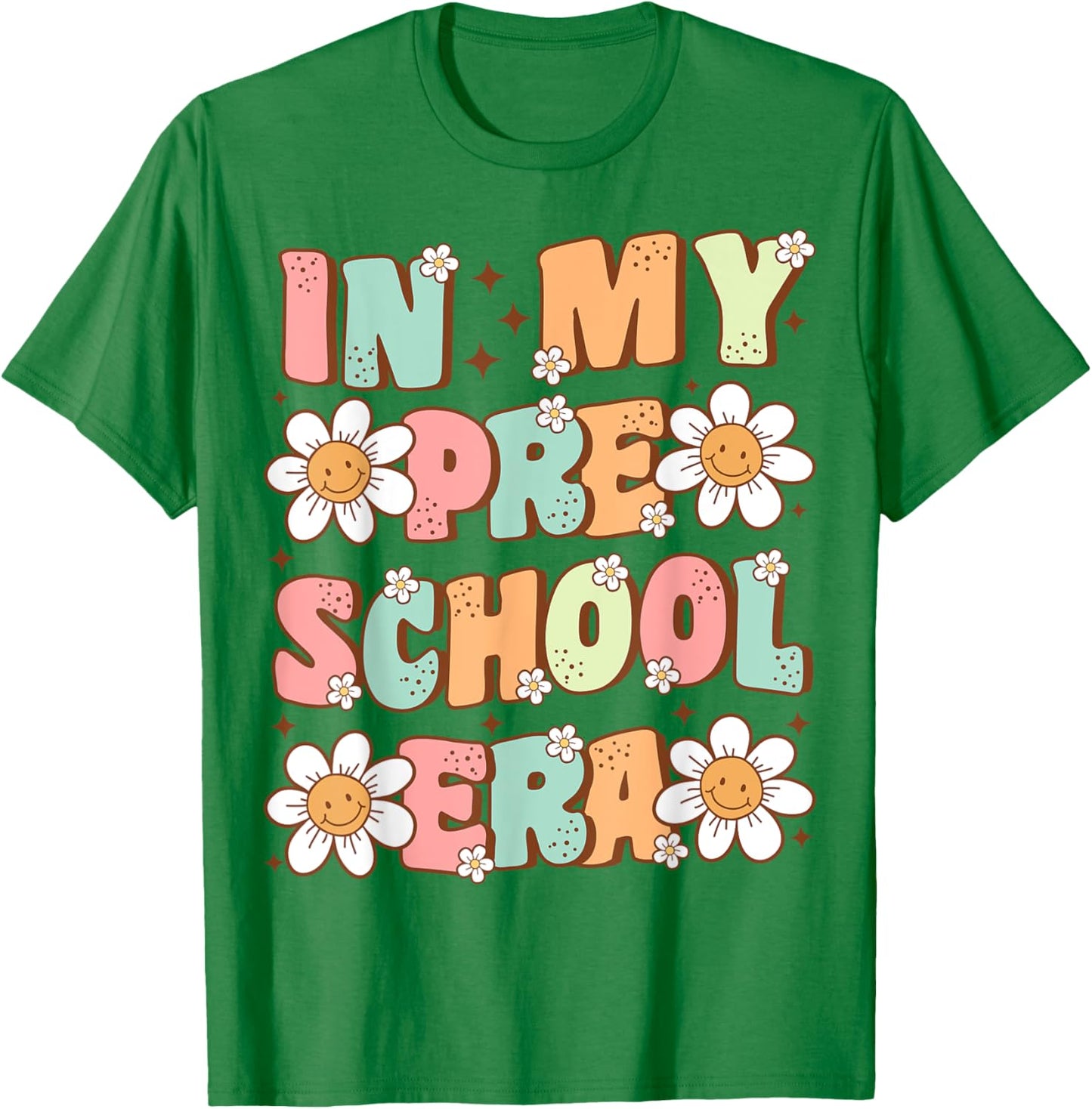 In My Preschool Era Retro Cute Groovy Pre K Back to School T-Shirt - T-Shirt | Irish Green