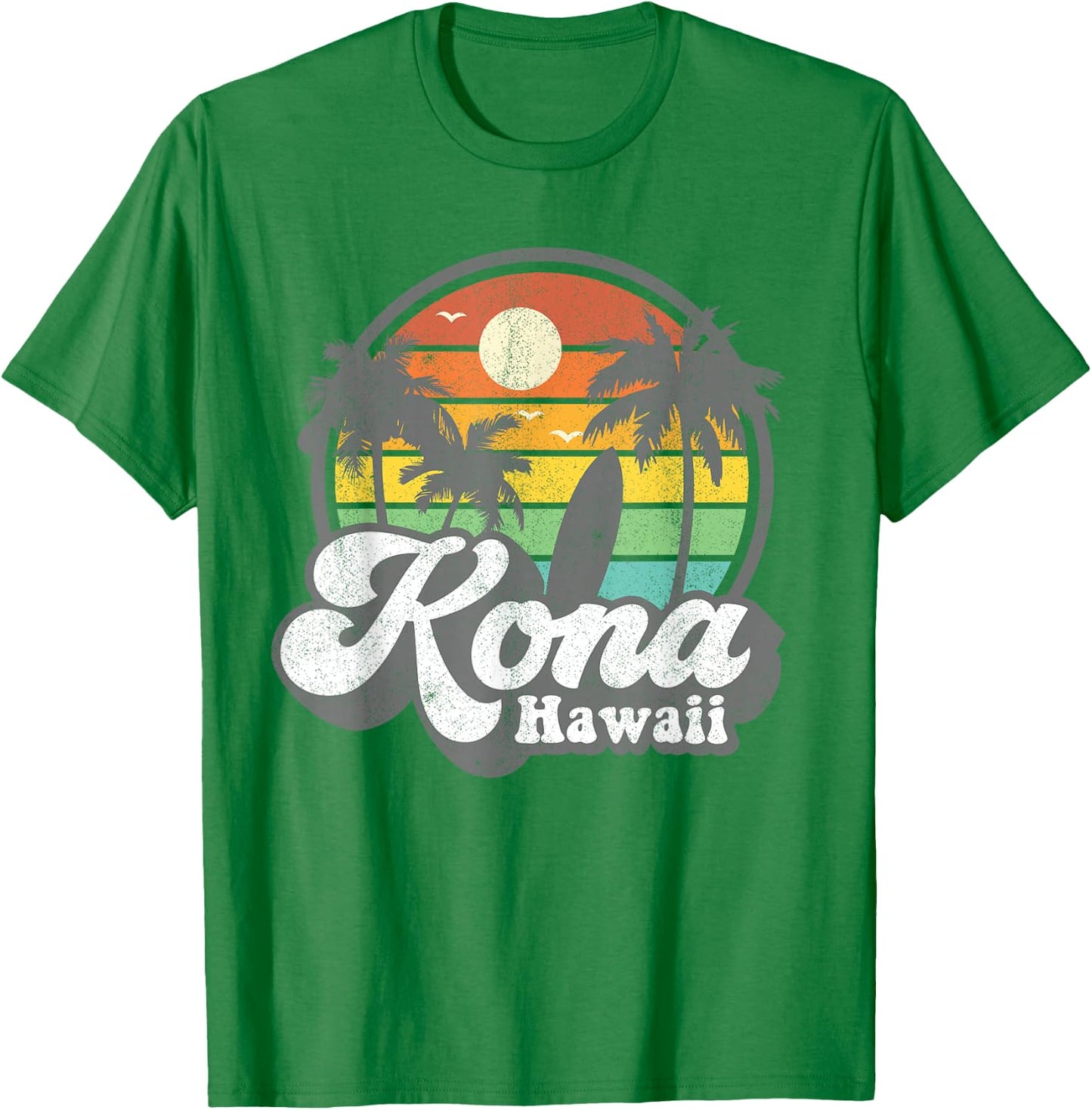 Vintage Kona Beach Hawaii Surf Hawaiian Surfing 70's Gift T-Shirt - T-Shirt | Irish Green
