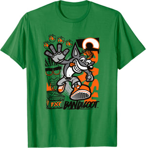 Crash Bandicoot Retro Vintage Crash Aku Aku Graffiti Poster T-Shirt - T-Shirt | Irish Green