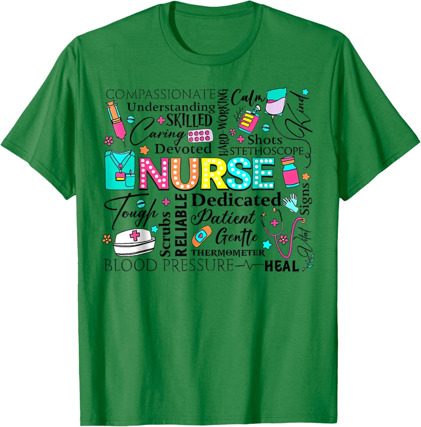 Retro Nurse Word, Nurse Life, Nurse stuff doodles T-Shirt - T-Shirt | Irish Green