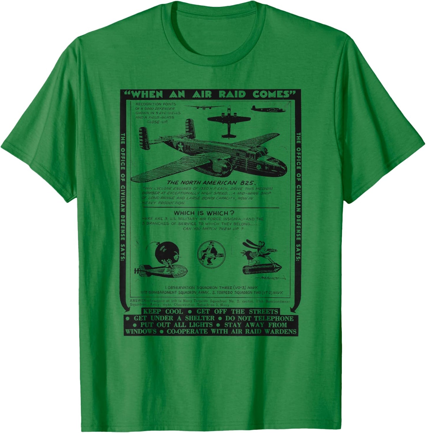 World War 2 Retro Airplane WWII North American B25 Bomber T-Shirt - T-Shirt | Irish Green