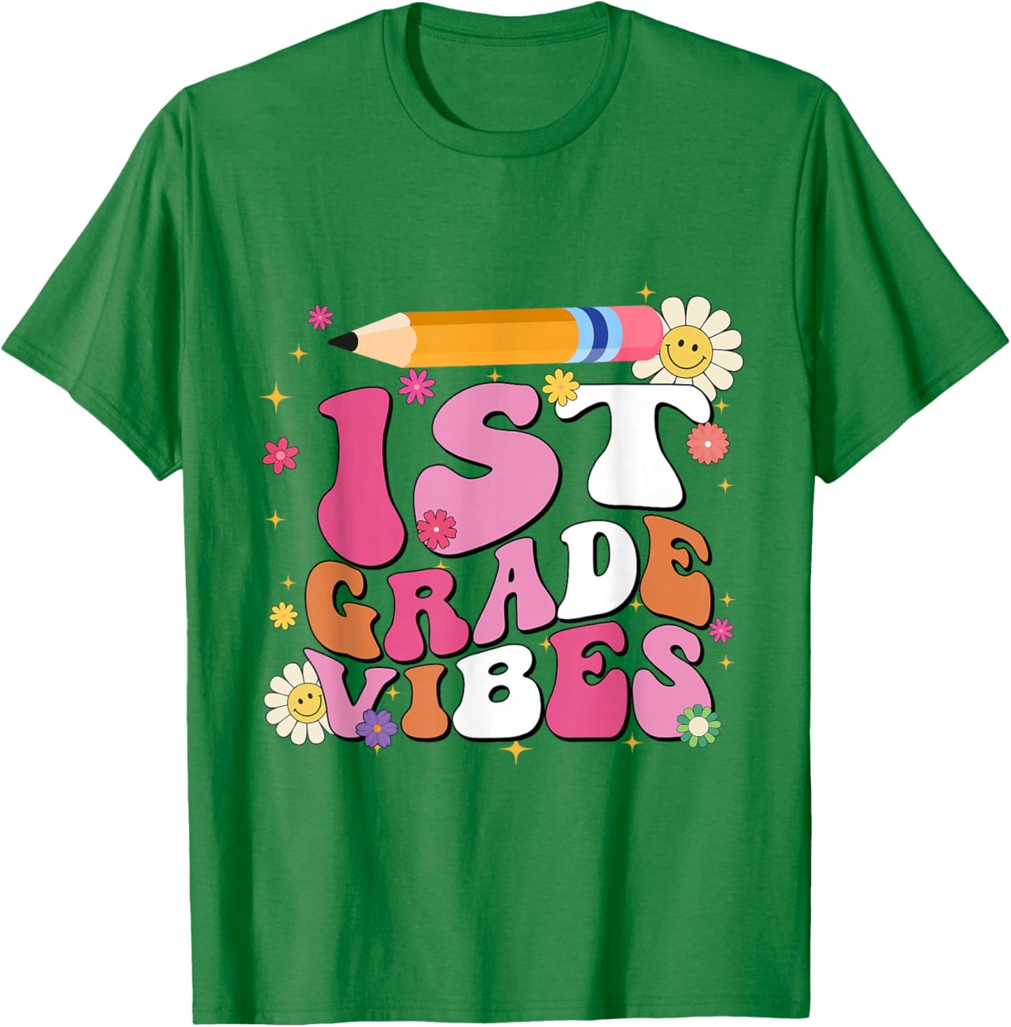 First Day Of School 1st Grade Vibes Boy Girl Back to School T-Shirt - T-Shirt | Irish Green