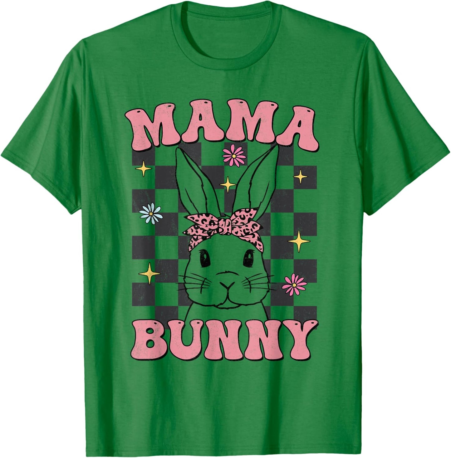 Retro Groovy Mama Bunny Matching Family Easter Mom Mother T-Shirt - T-Shirt | Irish Green
