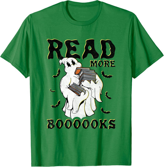 Read More Boooooks, Halloween Book Reading Ghost T-Shirt - T-Shirt | Irish Green