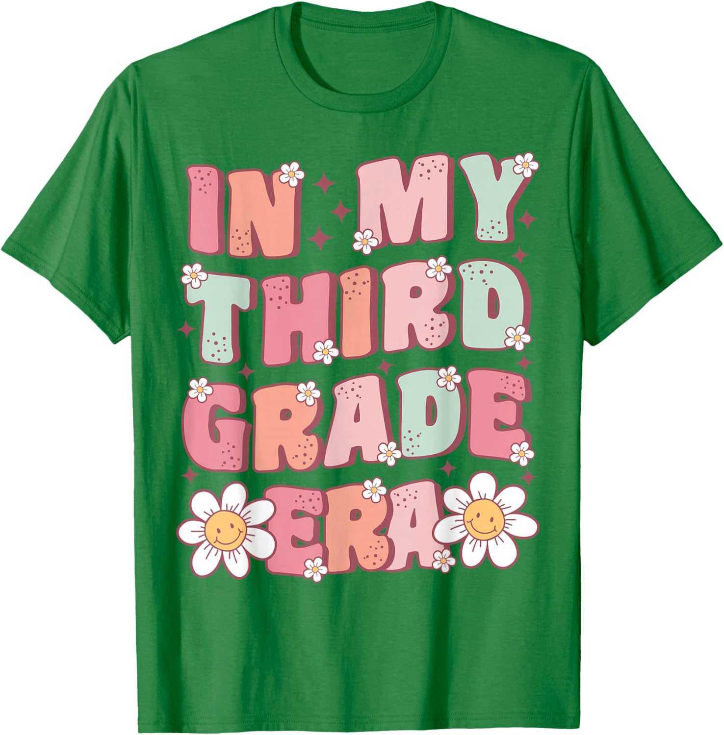 In My Third Grade Era Cute Groovy 3rd Grade Back to School T-Shirt - T-Shirt | Irish Green