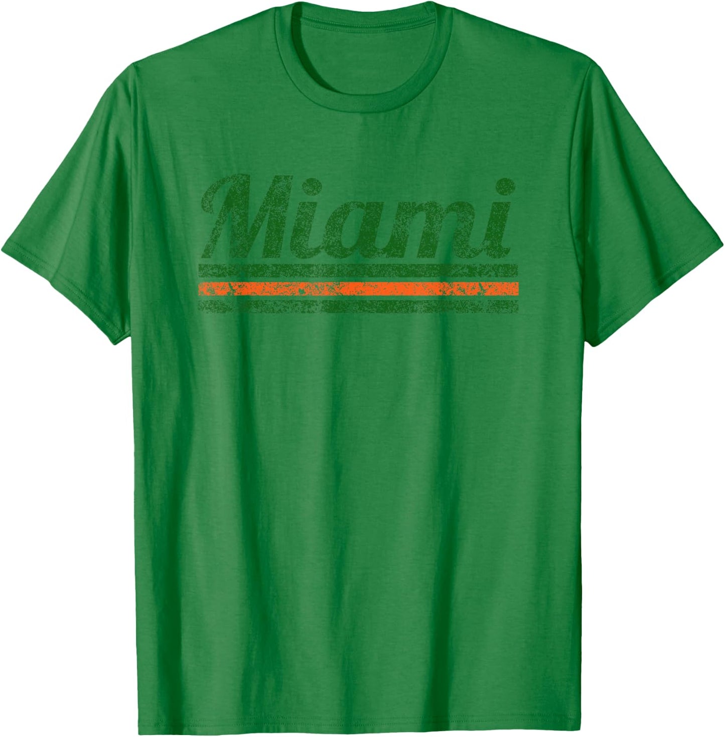 Miami Florida Retro Vintage Weathered Stripe Throwback T-Shirt - T-Shirt | Irish Green