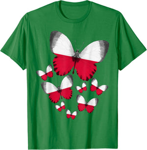 Polish Flag Outfit Ideas For Kids & Poland Polska Butterfly T-Shirt - T-Shirt | Irish Green