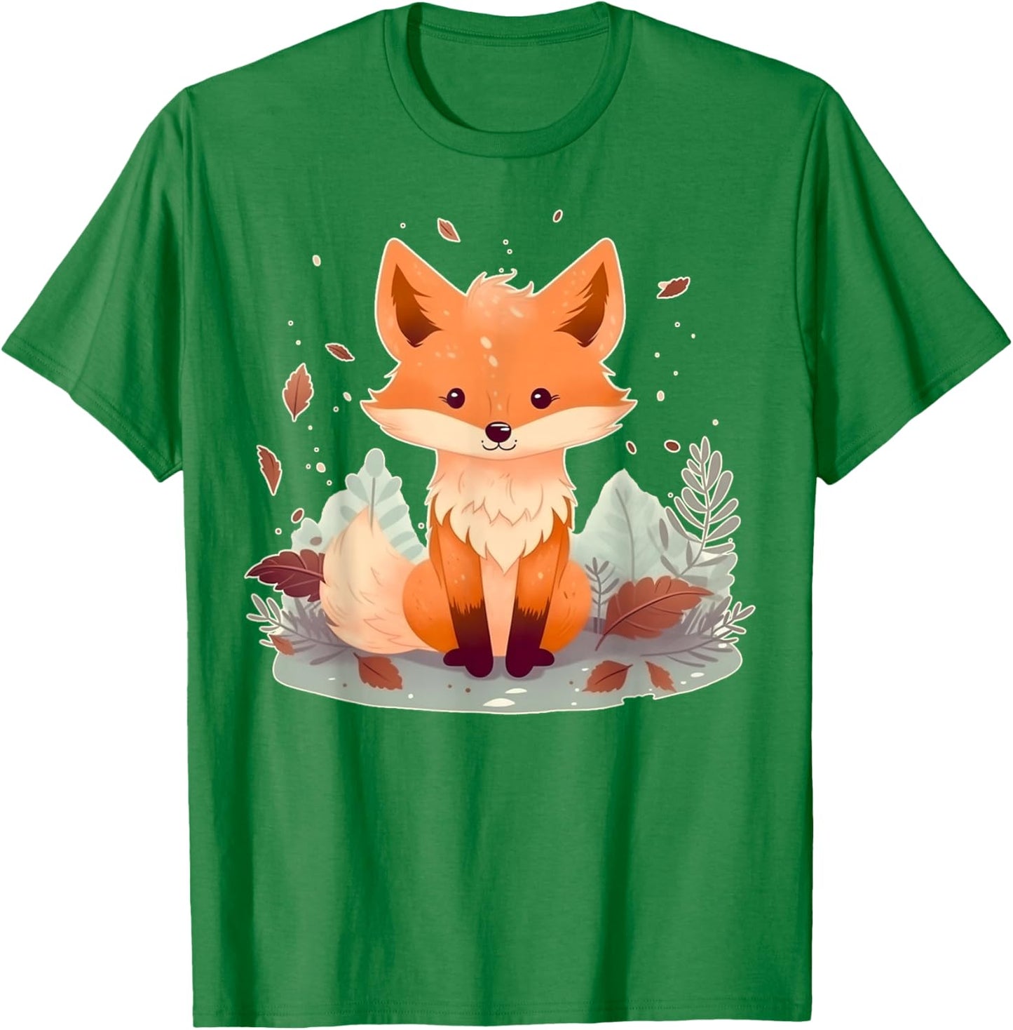 Cute Baby Fox on Fox Children and Fox Kids T-Shirt - T-Shirt | Irish Green