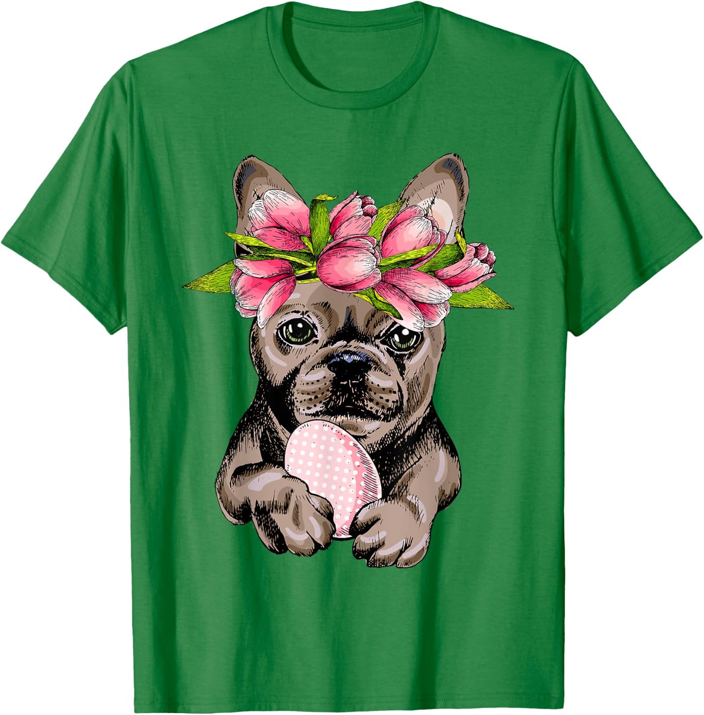 Bunny French Bulldog Dog Happy Easter Day Lover Egg Hunt Men Women Girls Kids T-Shirt - T-Shirt | Irish Green