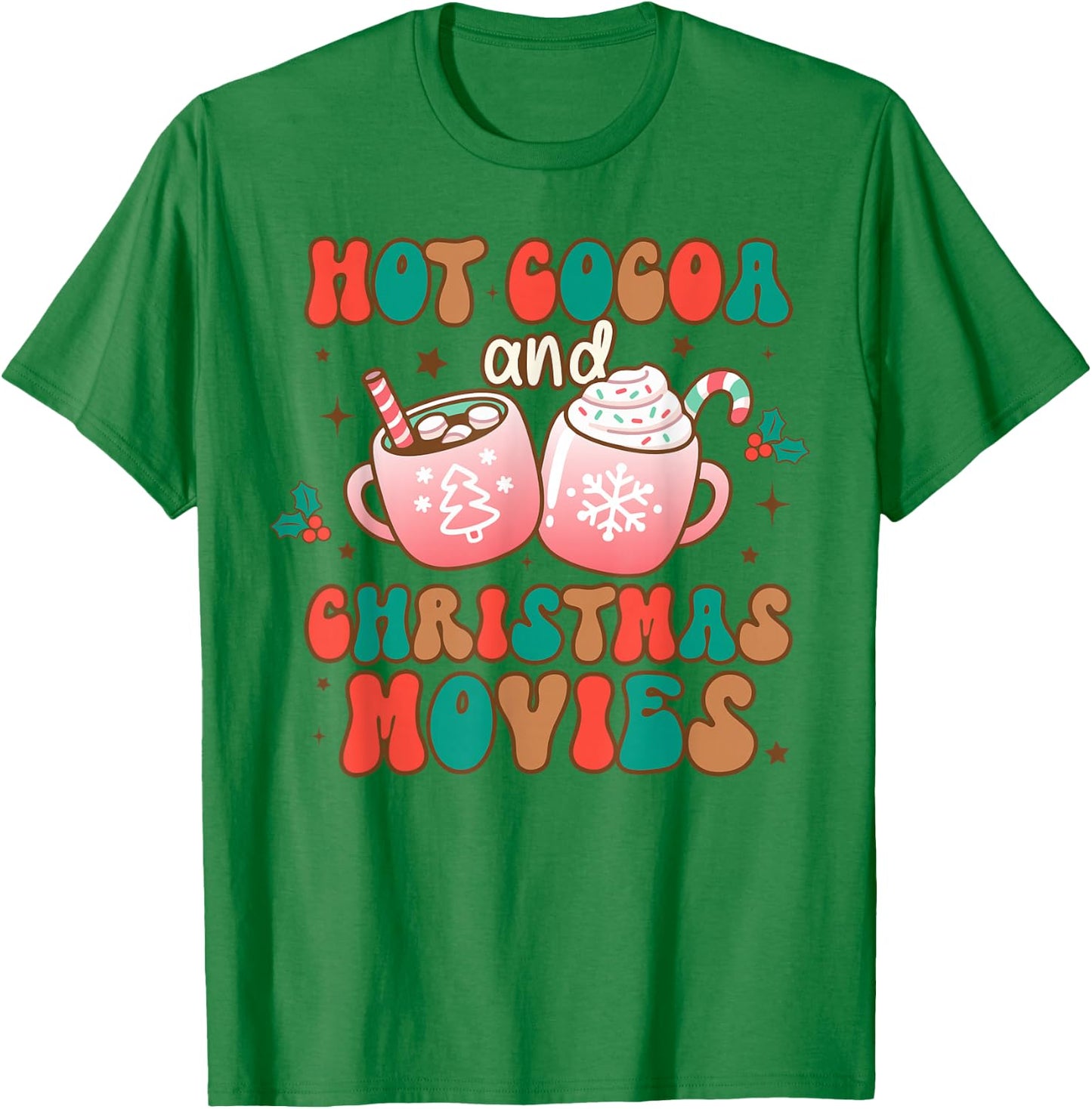 Hot Cocoa and Christmas Movies Xmas Matching Pj Pajama T-Shirt - T-Shirt | Irish Green